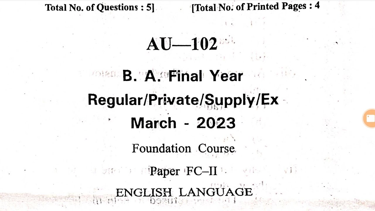 B.A. Final Year Foundation Course English Language paper2023 