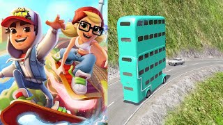 Subway Surfer ||  Car Bus Danger Road hill || Driving Game || Pc Play Android Mobile Fun Color Bus