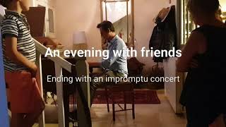 An impromptu concert amidst an evening with friends