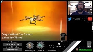 Shiny Trapinch via SOS evolves into Vibrava in Pokemon Sun and Moon