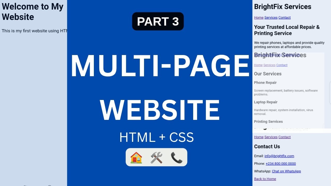 Part 3: How to Create a Multi-Page Website Using HTML & CSS on Android ...