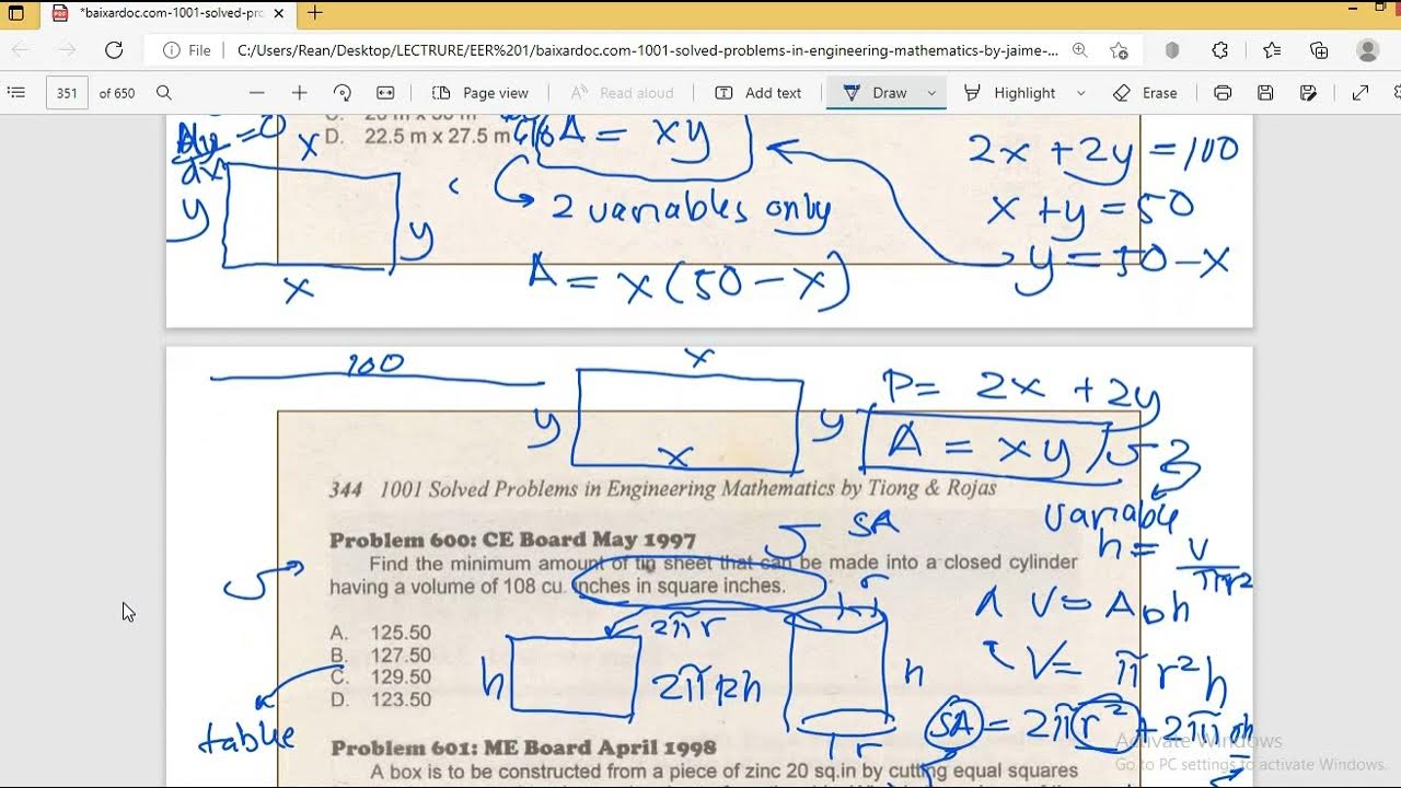 differential calculus word problem ELECTRICAL ENGINEERING REVIEW YouTube