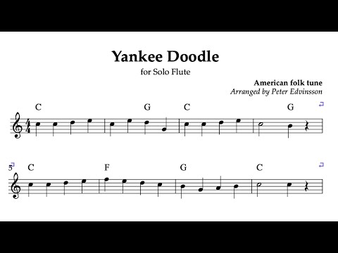 Yankee Doodle Easy Free Flute Sheet Music Score Youtube