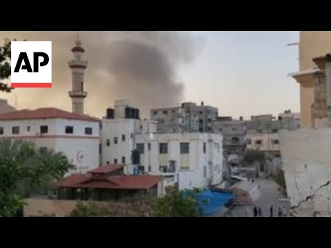 Smoke rising from the direction of the Kuwaiti Hospital in Rafah