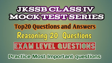 Reasoning Mock Test |Class IV MOCK TEST ||Reasoning Practice test