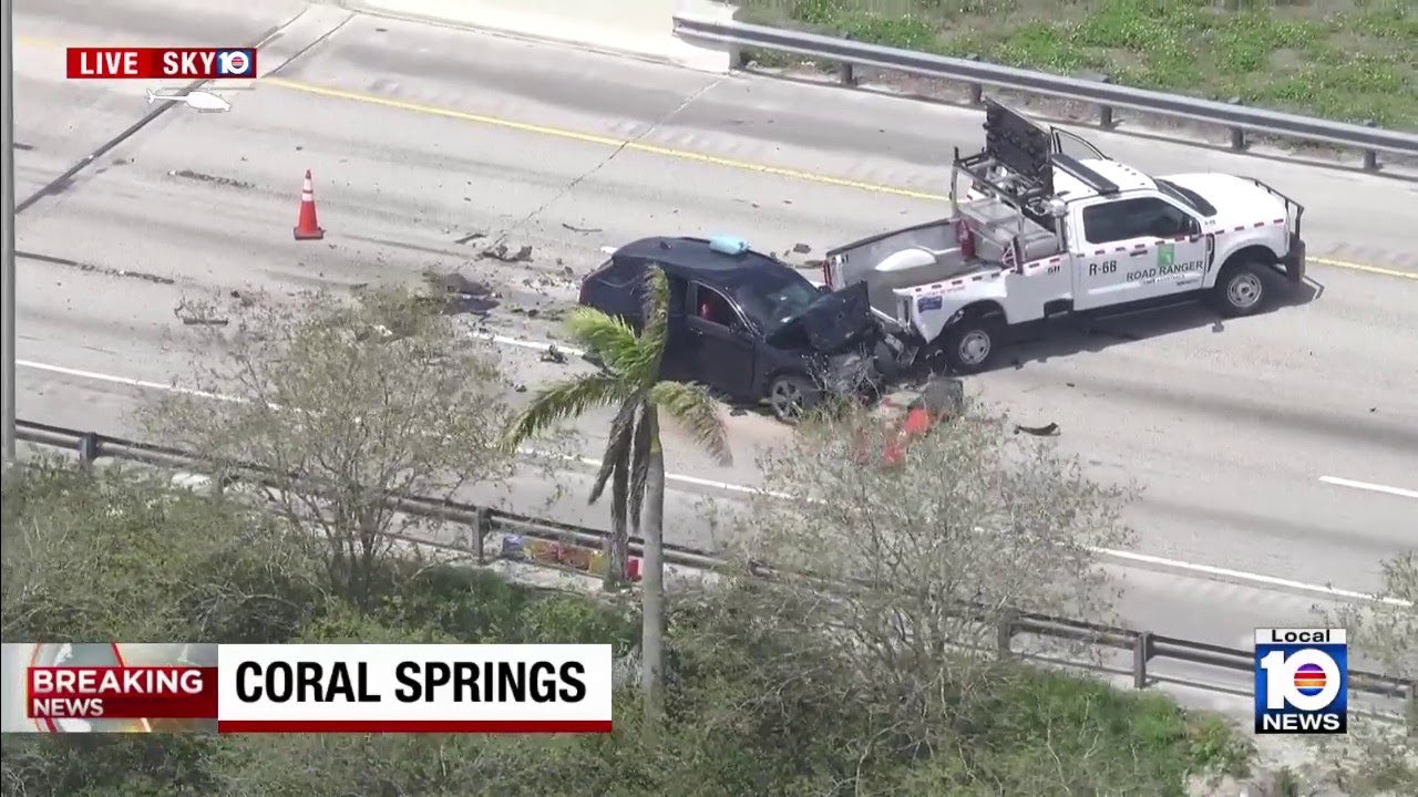 Crash between SUV, road ranger shuts down Sawgrass Expressway - YouTube