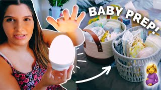 Bedside Nursery Organization + Postpartum bathroom baskets | PREPPING FOR BABY # 1