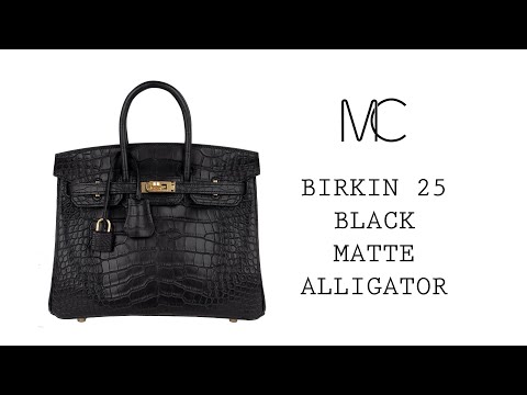 Hermes Birkin 25 Bag Black Matte Alligator Gold Hardware • MIGHTYCHIC • 