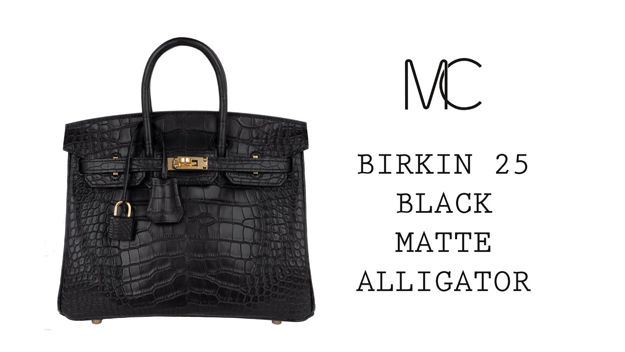 Hermes Birkin 25 Bag Black Matte Alligator Gold Hardware