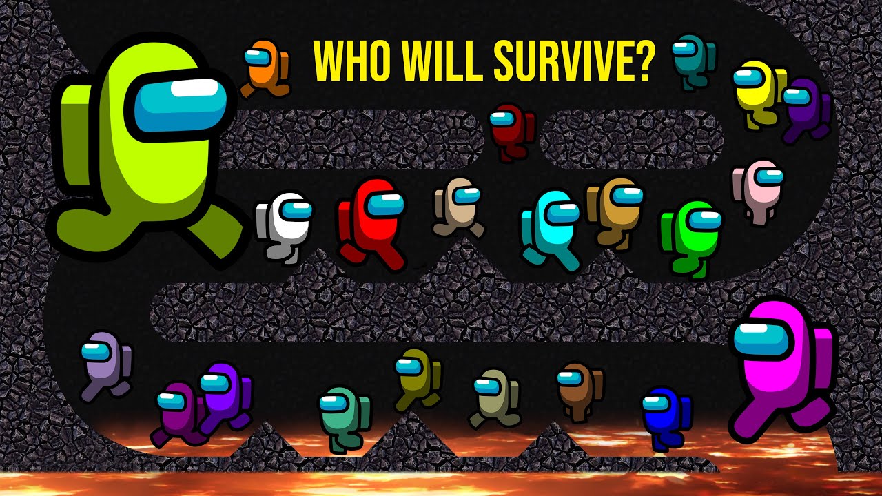 Escape from the Lava 2 - Survival Among Us Crewmate Race in Algodoo