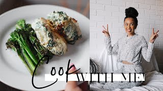 COOK WITH ME | Spinach \& Cream Cheese Stuffed Fillets! 🌿🧀🍗