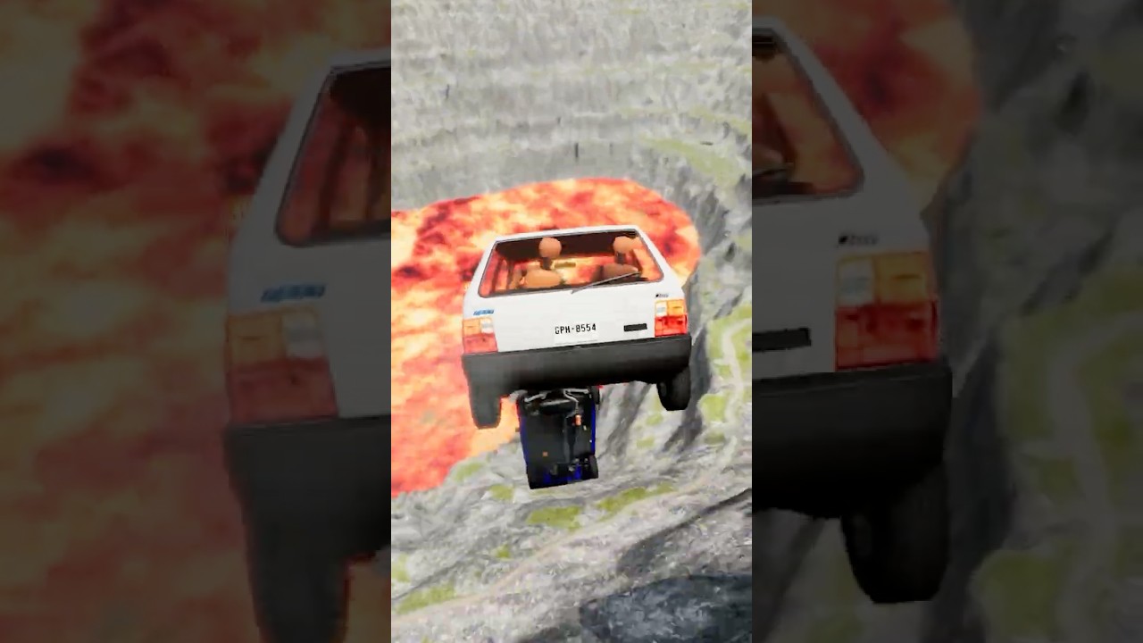 Cars vs Giant Lava Pit – BeamNG.drive 