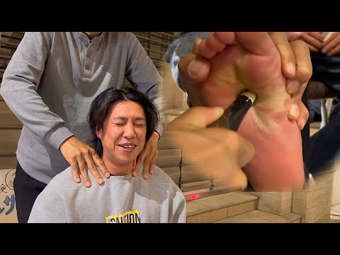 ASMR いつも下手なマッサージに通う男性に肩もみと足つぼ！上手い技術で大満足！