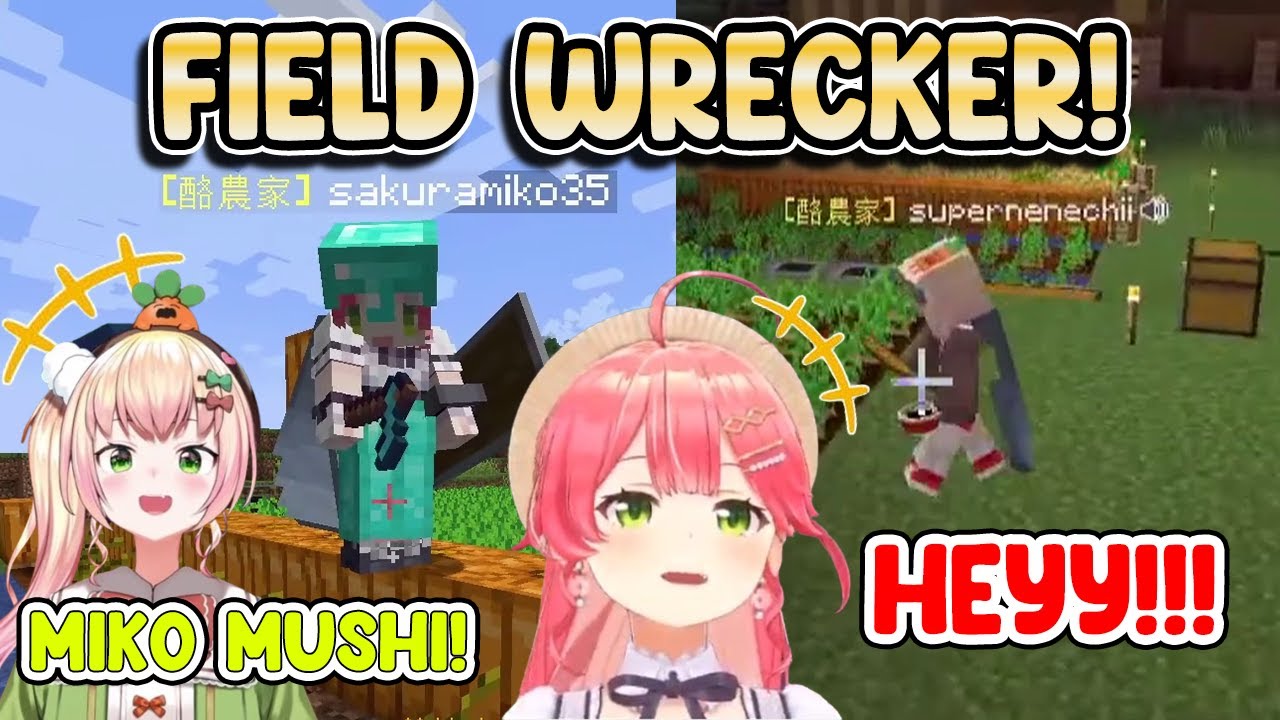 Miko and Nene Farm Battle Stealing Points in Minecraft