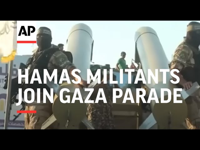 Hundreds of Hamas militants join Gaza parade class=