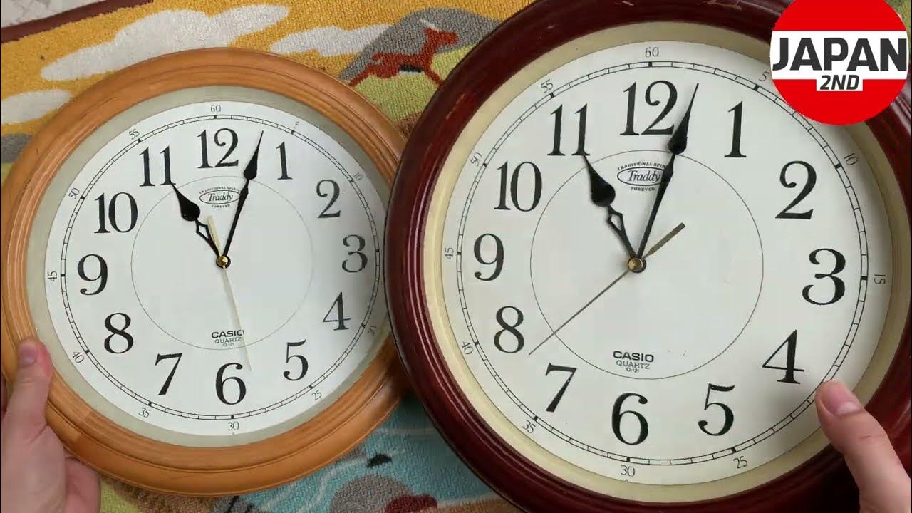 Casio Wall Clock IQ121 Circular Wood Frame 34cm 木枠掛け時計連続秒針 Quiet Sweep