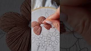 Big flower embroidery with satin stitch and french knot🌸 #embroidery #tutorial #diy #handmade #craft