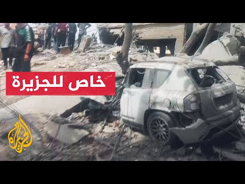 مشاهد من آثار الدمار جراء قصف مبنى تابع للصليب الأحمر في وسط مدينة غزة