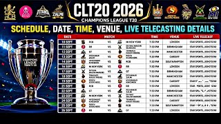 CLT20 2026 Schedule Announced | Champions League T20 Schedule, Date, Time, Venue, Live Telecast