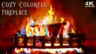 Cozy Colorful Fireplace 4K ~ Relaxing Rainbow Flames