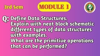 VTU DSA Module 1 | Data Structures Definition & Classification | Primitive Operations | BCS304
