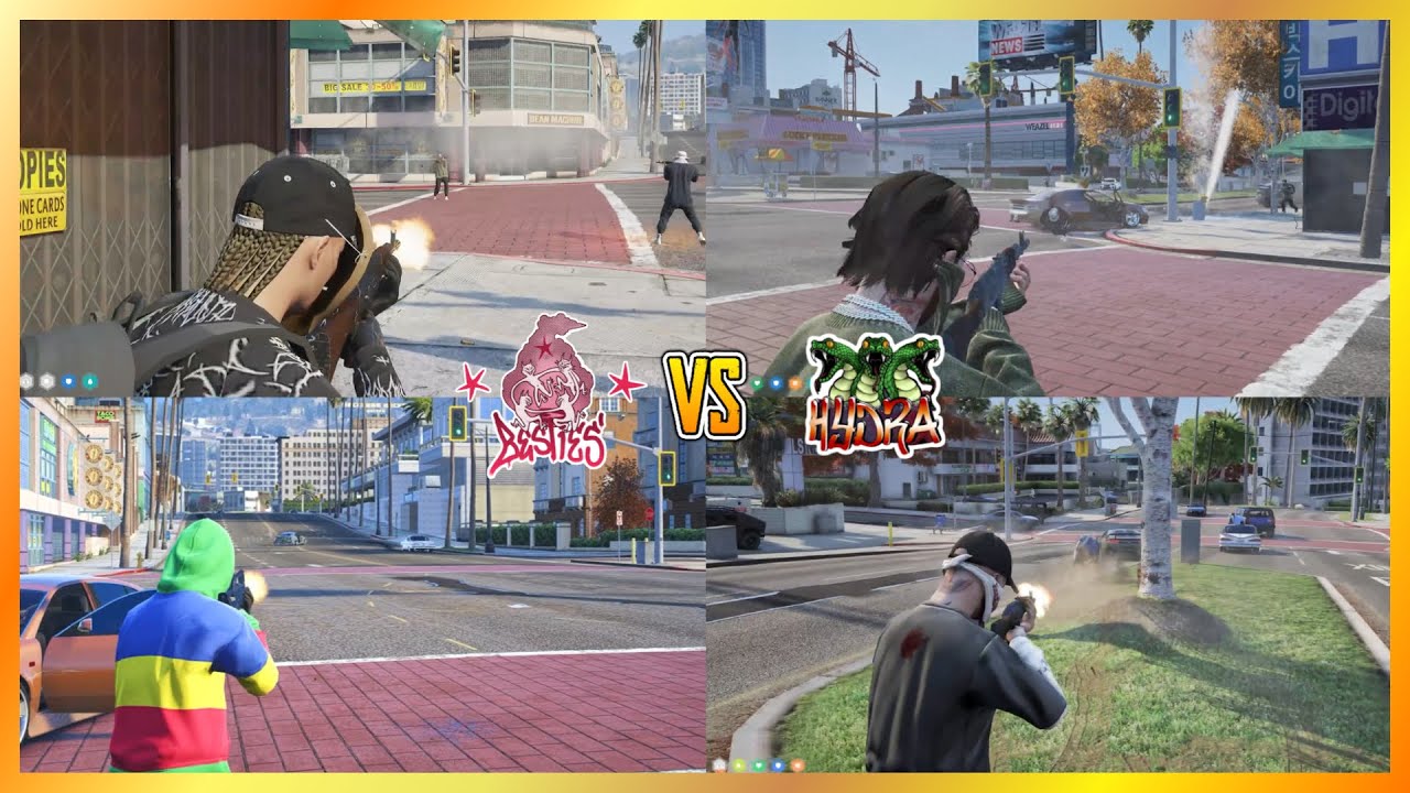 Начало конфликта Гидры и лучших друзей (первый бой) (вид от нескольких точек зрения) | NoPixel 4....