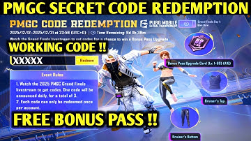😍PMGC CODE REDEMPTION EVENT IN PUBG MOBILE | GET FREE A16 BONUS PASS UPGRADE CARD | FREE REDEEM CODE