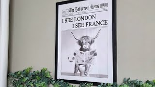 Highland Cow Framed Funny Bathroom Wall Art