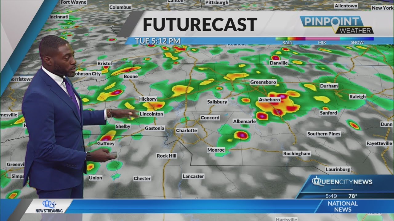 Sun & clouds on Tues. ahead of PM storms in Carolinas - YouTube