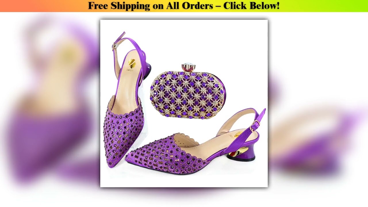 doershow  High Quality African Style Ladies Shoes And Bags Set Latest purple Italian Shoes And Bag