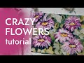 DIY - abstract acrylic flowers. Tutorial how to paint flowers easily