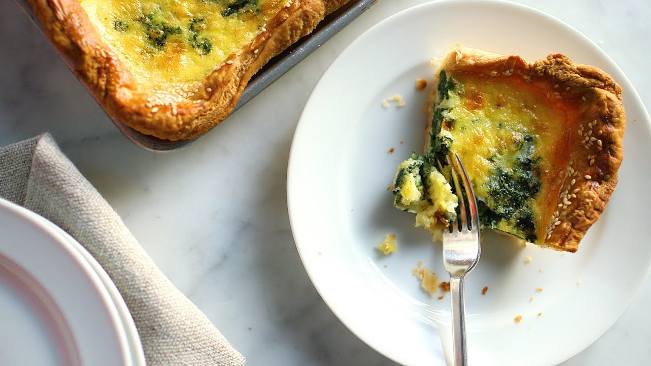 Spinach-and-Cheddar Slab Quiche- Everyday Food with Sarah Carey