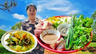 សម្លកកូរត្រីឆ្លាំងជាមួយសាច់ជ្រូក-Cambodian soup receipt || Somlor Korko/Dara Cooking