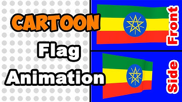Simple flat looping animation of Ethiopia flag over blue screen.