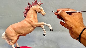 Clay Sculpting: sculpt Realistic Horse Figure in polymer clay Step by step Easy way 