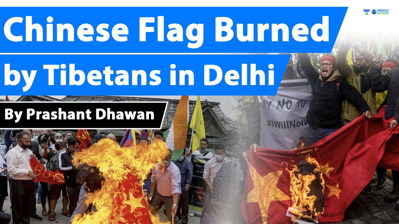 China's flag burned by Tibetans in Delhi | Demand of Free Tibet 
