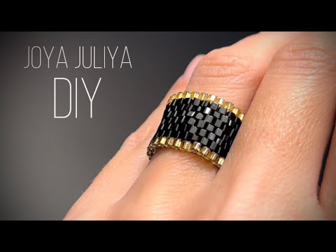 DIY ШИРОКОЕ кольцо из бисера CUBE. Мозаичное плетение. Кирпичное плетение бисером. Seed Beads Ring.