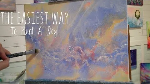 How To Paint The EASIEST SKY EVER! Using A FILBERT...