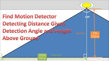 Given Motion Sensor Detection Angle and Height Above Ground Find Detection Distance (Trigonometry)