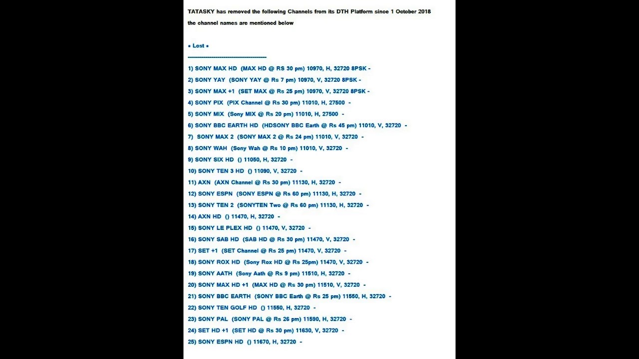 TAtasky removed sony channel list
