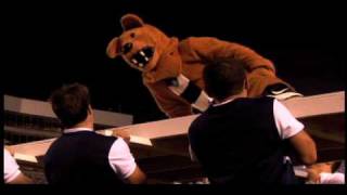 Nittany Lion mascot doing pushups