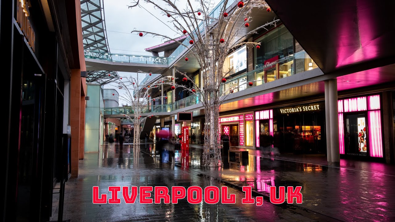 Liverpool City Centre England UK Ambience in light rain | Liverpool One Shopping Centre