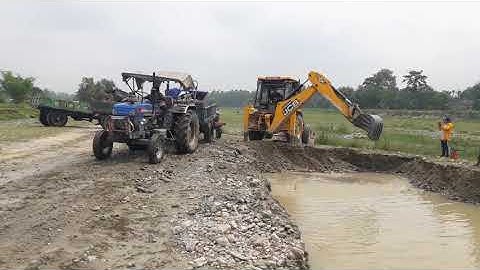 JCB Backhoe Loader Working River Side - JCB Loading Mix Ballast - JCB New Stunt
