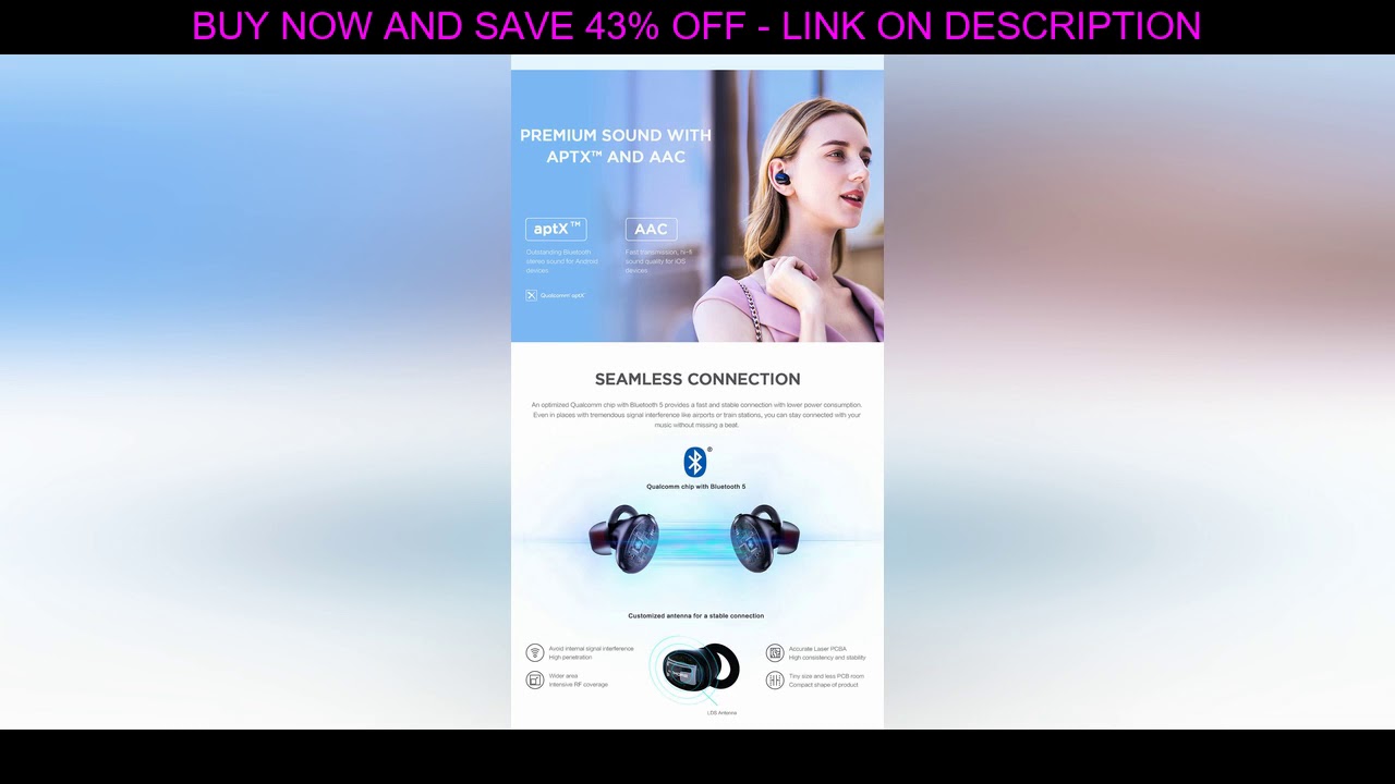 1MORE EHD9001TA TWS Fone de ouvido bluetooth QCC3020 APT Hi-Res Bass Headphone com Dual ANC Mic Mic