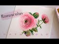 How to Paint Loose Ranunculus Flower| beginners Watercolor Painting WATERCOLOR PAINTING || MruglaArt