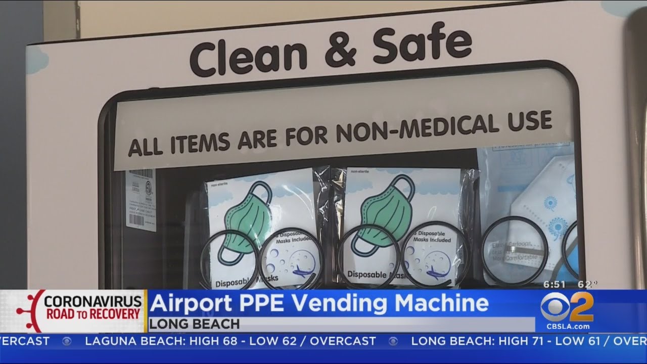 Long Beach Airport Vending Machine Dispenses Masks, Gloves YouTube