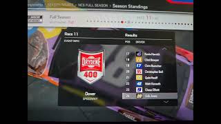 Nascar Union Pacific cup series season 5 race 11 Dover results 