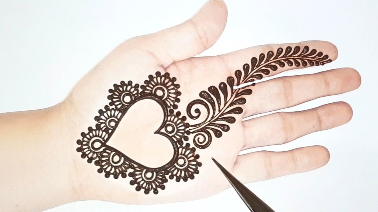 Love heart Attractive mehndi designs |Front hand mehandi design |Simple ...