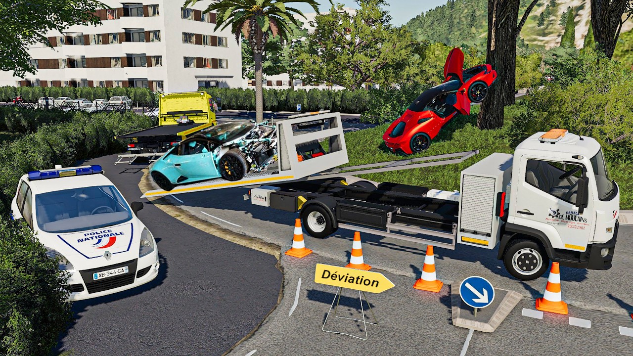 Urgence Routière, Dépannage de Voitures Accidentées (Lambo, Ferrari) | Farming Simulator 25