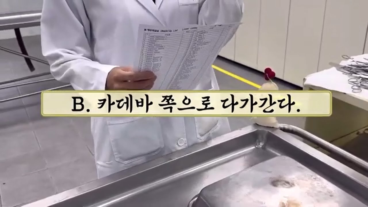 #5. 해부학 실습실 B. 카데바 쪽으로 다가간다.